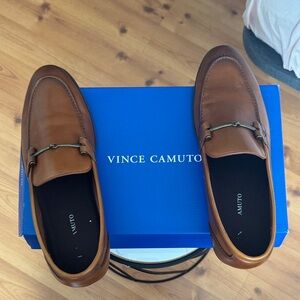 Vince Camuto Tan Leather Bit-Detail Slip-On Loafers